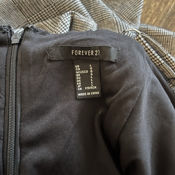 Forever 21 Black Gray Plaid Mini Dress Women's Large‎ Sleeveless Checkered Lined - Picture 11 of 14